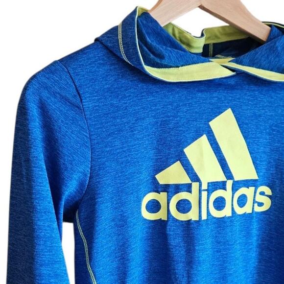 Adidas Boy's QuickDry Shirt Hoodie Yellow Blue Youth Size Small (8) - Picture 3 of 6